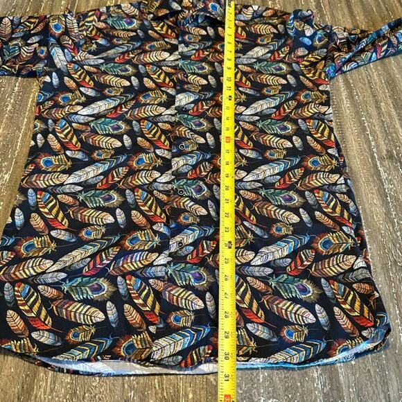 Men's Axxess All Over Feathers Print Long Sleeve Dress Shirt, Large - Picture 5 of 7